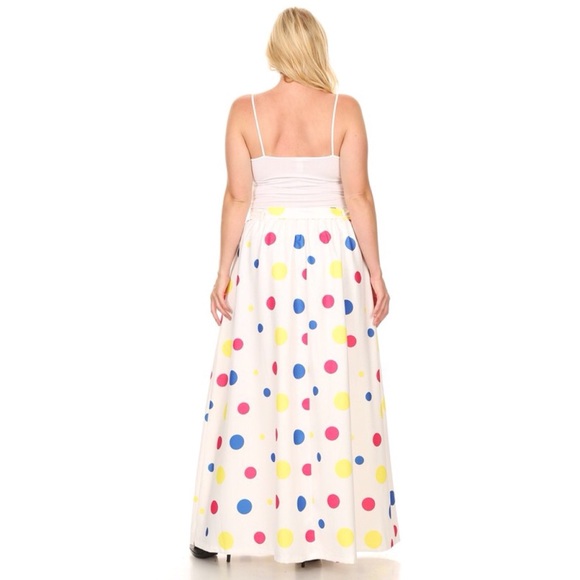 Polka Dot Maxi Skirt-1X - Picture 2 of 4